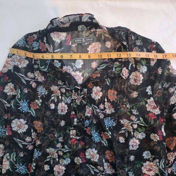 Jessica Graaf Black Floral Chiffon Blouse. Size Large. Like New. UK - Picture 11 of 13